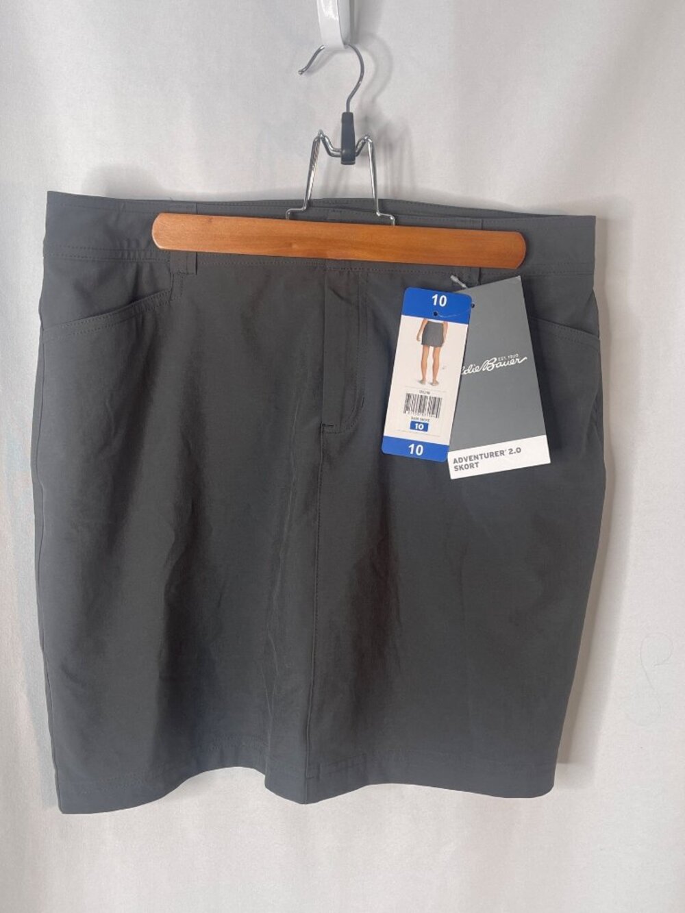 Eddie Bauer Womens Adventurer 2.0 Skort Dark Smoke Size 10 UPF 50